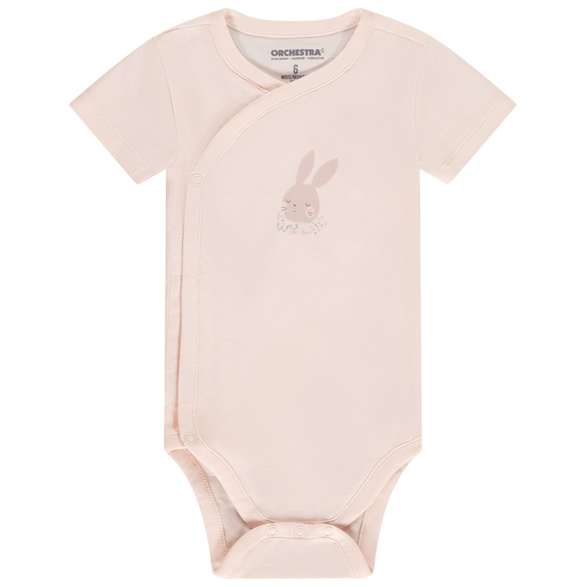 Lot de 5 bodies manches courtes lapin pour bébé fille avec ouvertures différentes selon l'âge 