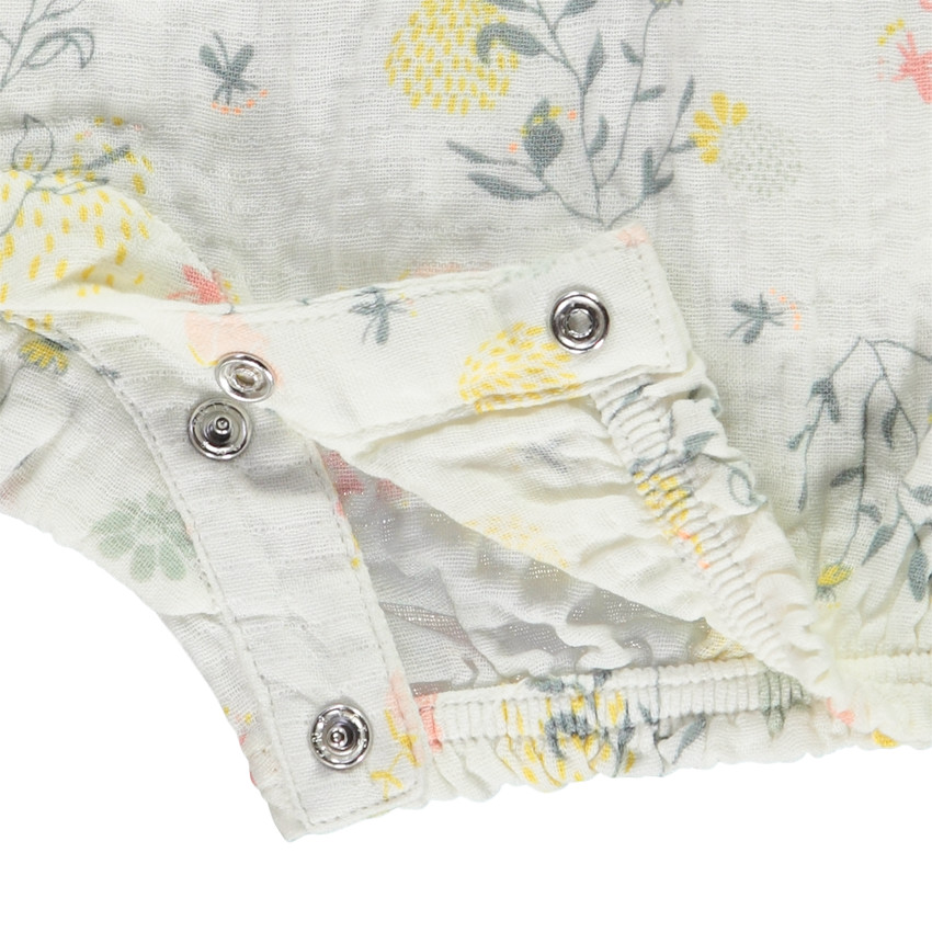 Combishort en coton tubique imprimé floral pour bébé fille 