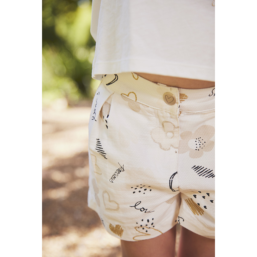 Short en coton piqué imprimé fantaisie pour fille 