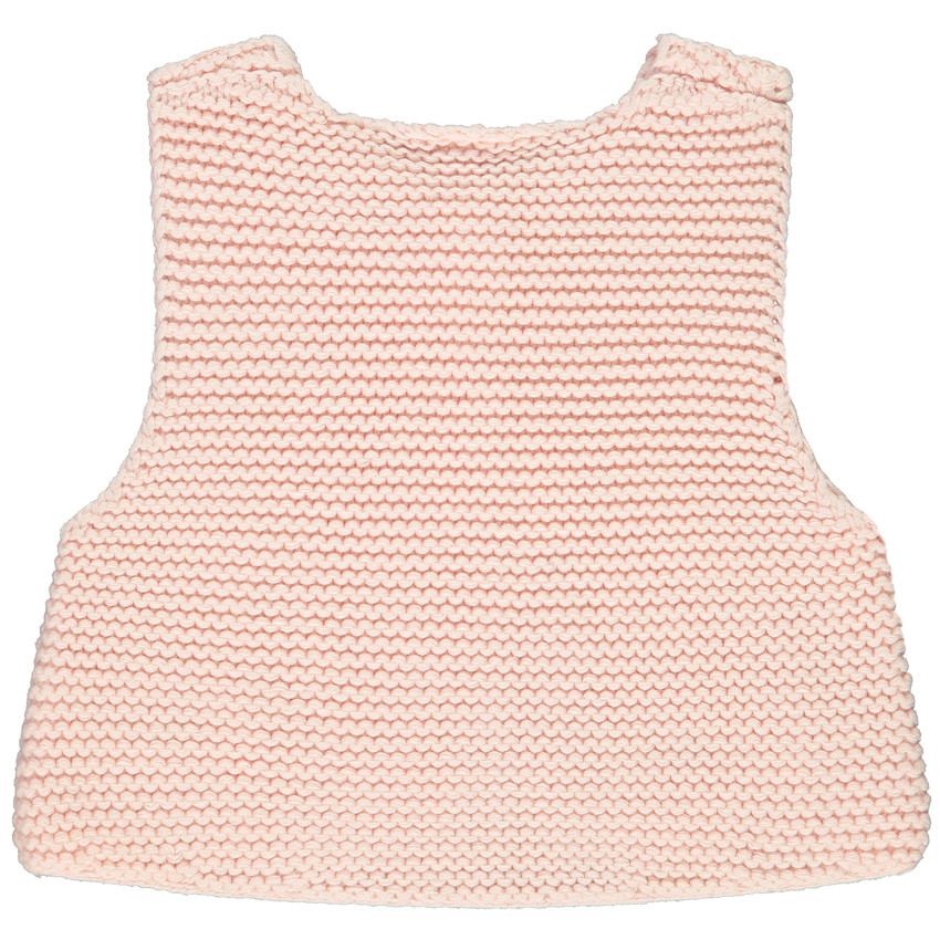 Gilet sans manches rose en tricot pour bébé fille 