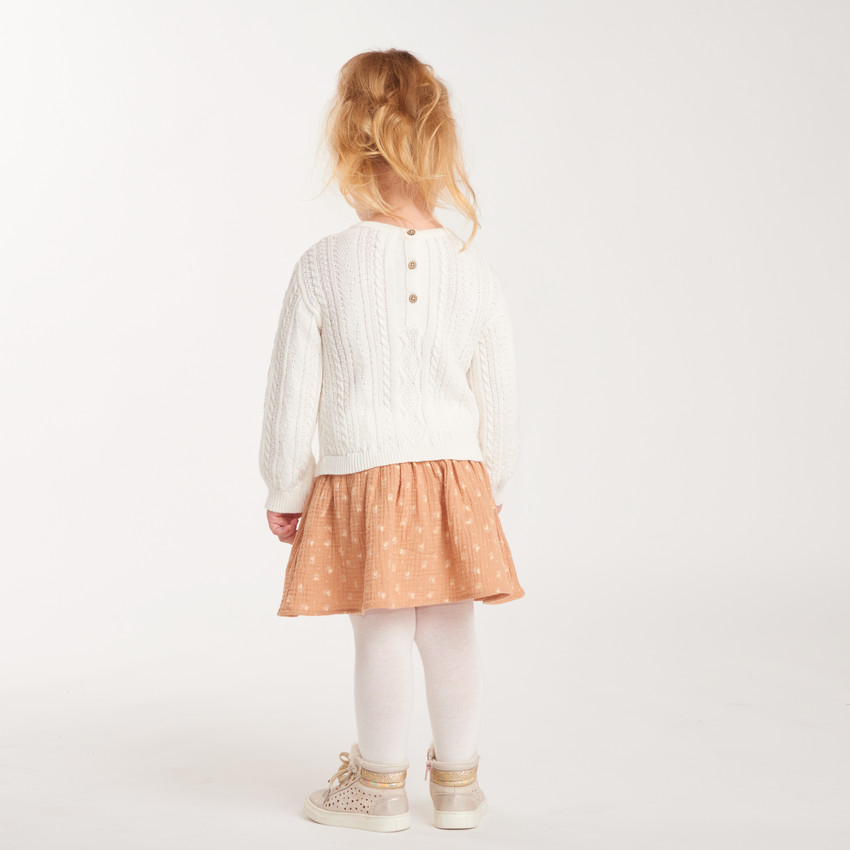 Robe tricot effet 2-en-1 bébé fille 