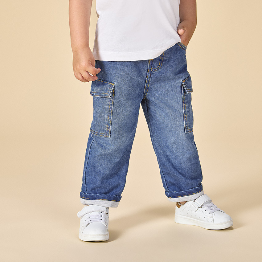 Jean en denim et doublure jersey effet cargo pour bébé garçon  
