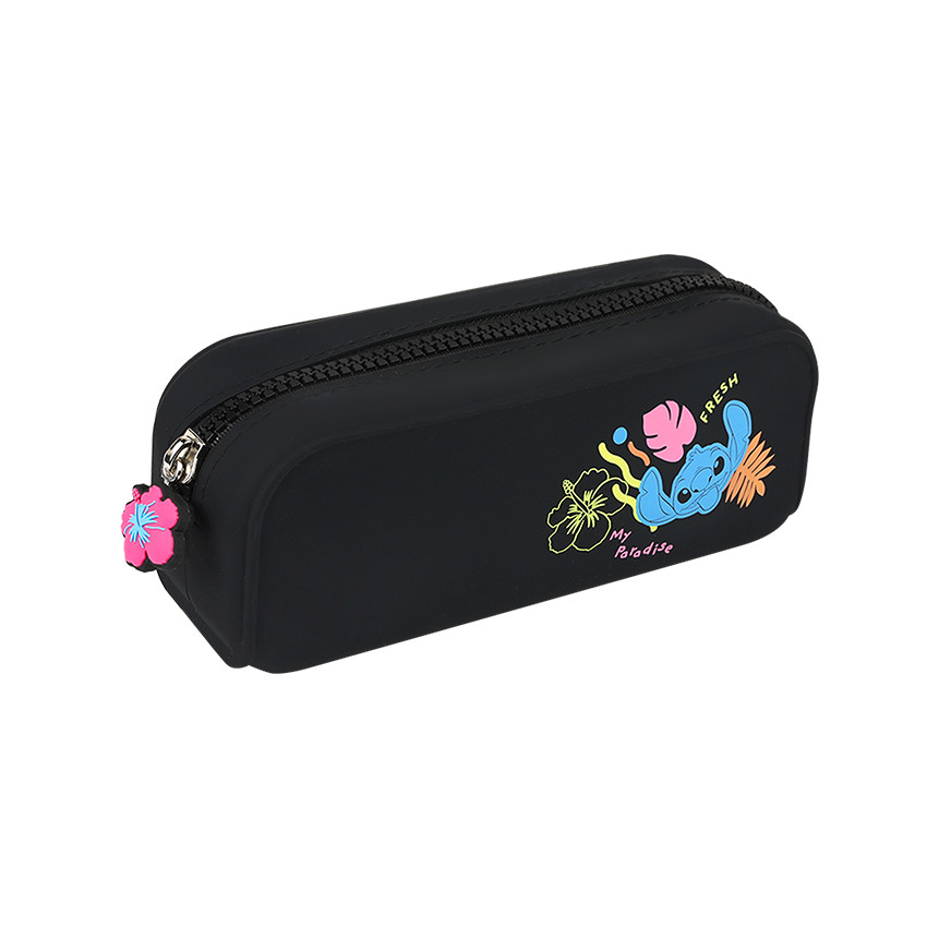 Trousse d'école en silicone Stitch Disney noir 