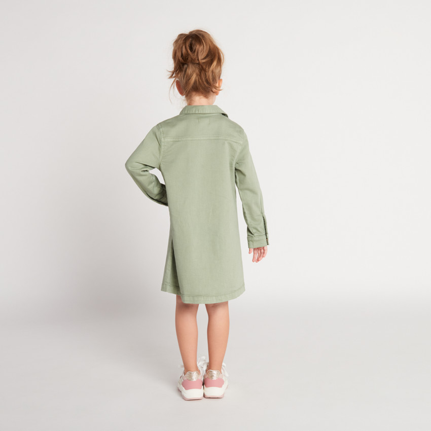 Robe manches longues uni en denim pour fille 