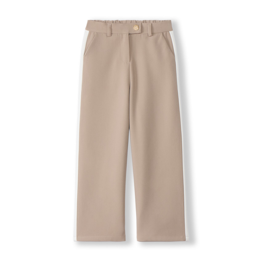 Pantalon droit uni à bandes latérales pour fille 