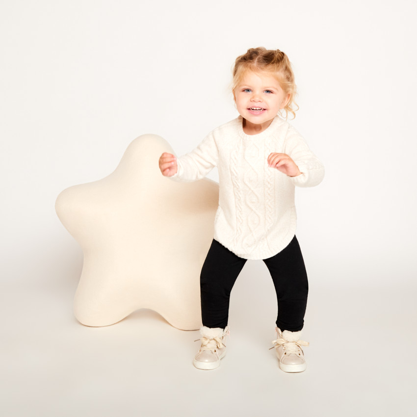 Pull poncho en tricot uni pour bébé fille