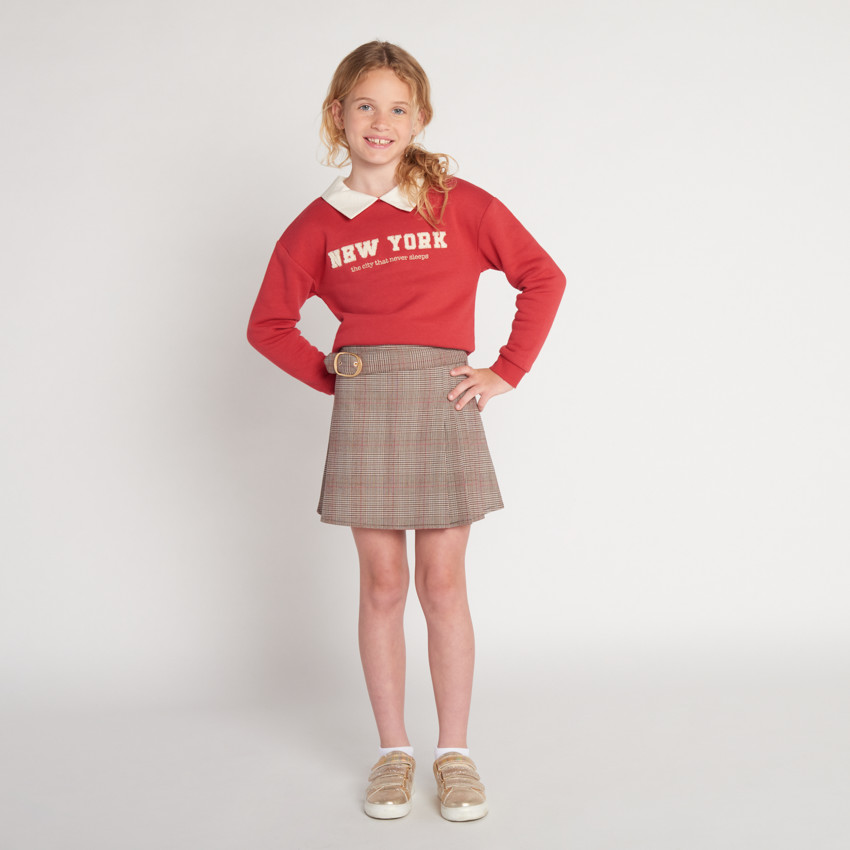 Sweat molleton avec col et borderie pour fille  