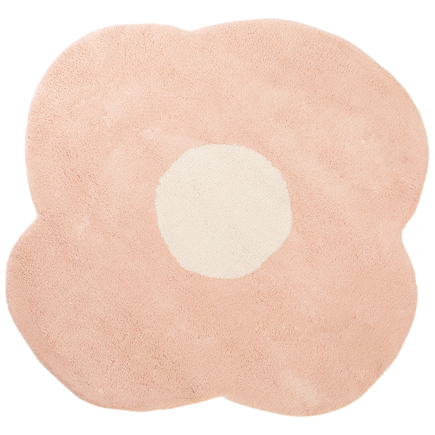 Tapis forme fleur en coton tissé main 100x100 cm 