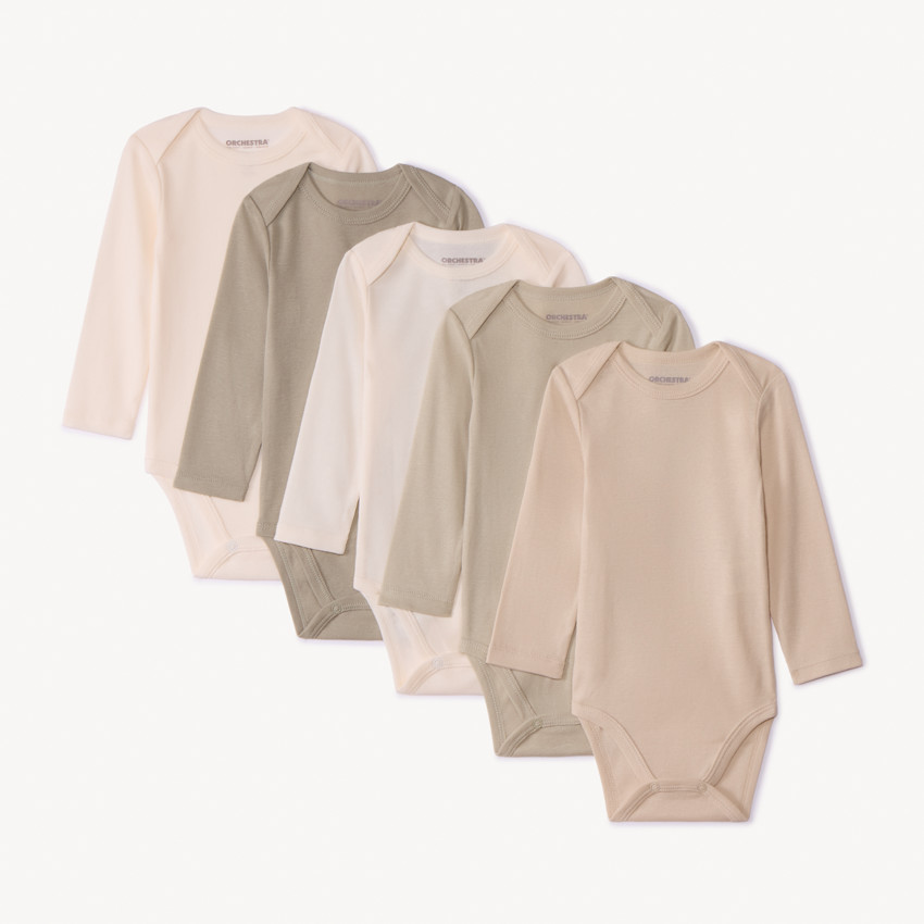 Lot de 5 bodies manches longues unis pour bébé