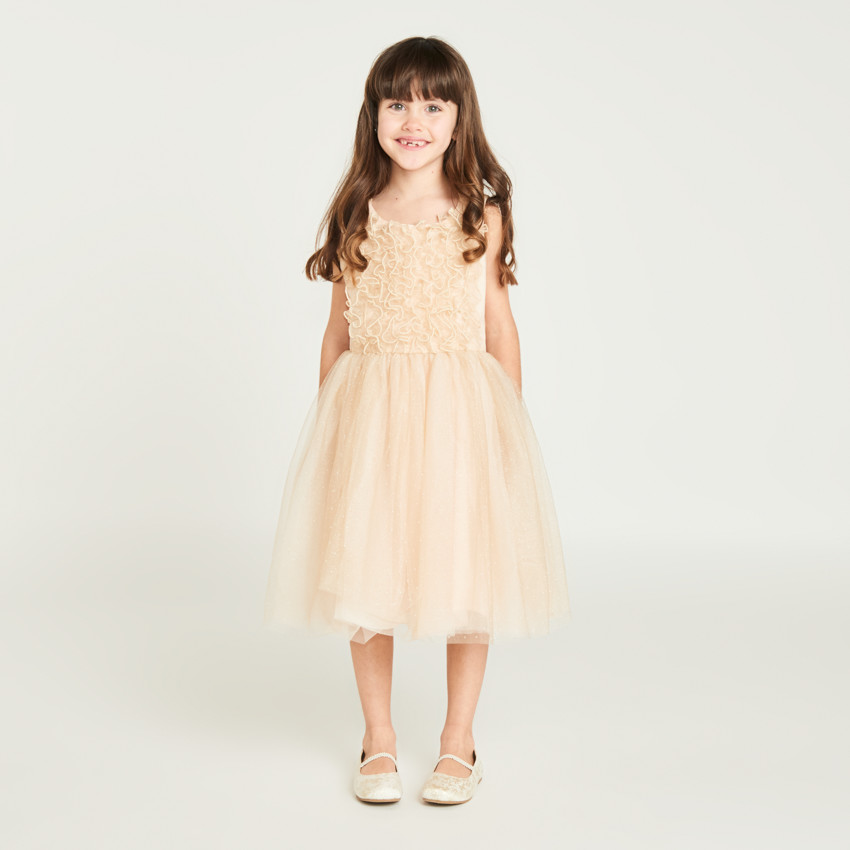 Robe à manches courte à froufrous pailletés pour fille 