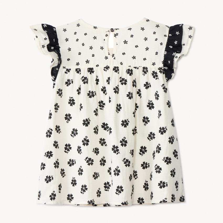 Tunique manches courtes en gaze imprimé fleurs pour fille 