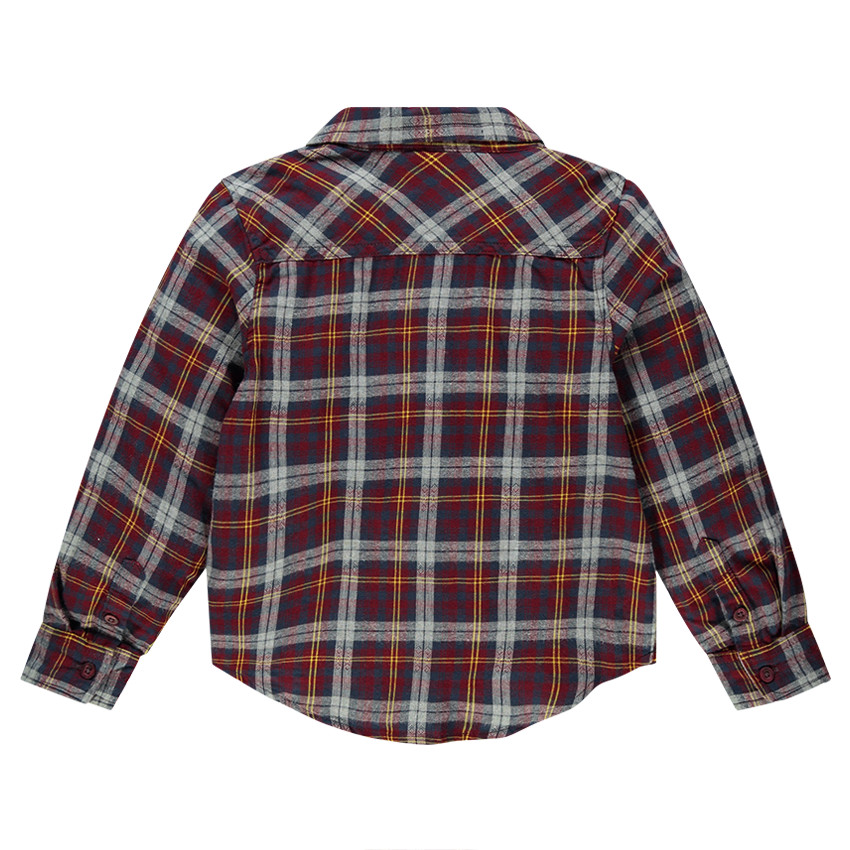 Chemise manches longues à carreaux "clan" avec poche et détails en oxford 