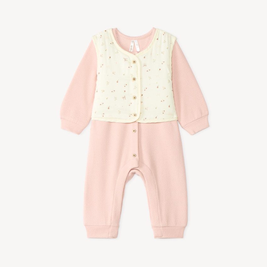 Ensemble 2 pièces combinaison et gilet sans manches motifs fantaisie
