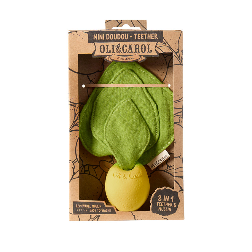Mini doudou et jouet de dentition 2 en 1 Lou le citron 