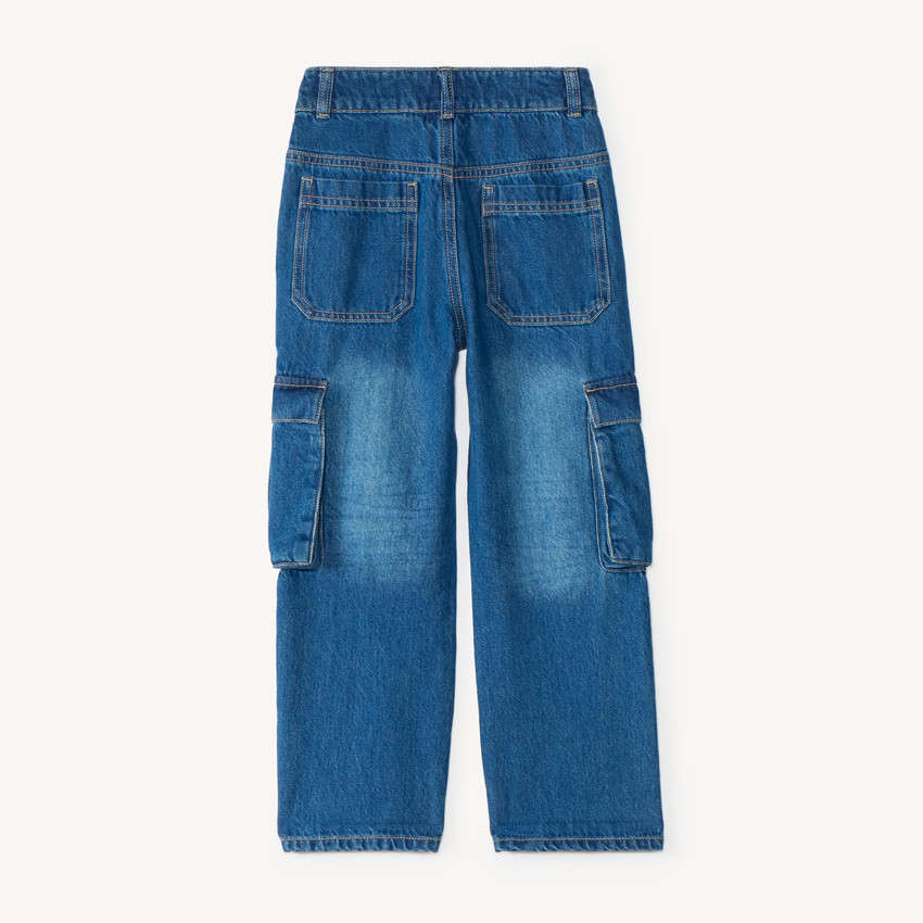 Jean garçon cargo loose en denim 