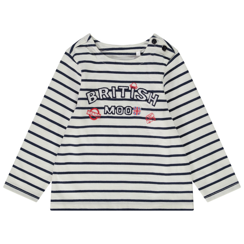 T-shirt manches longues marinière patch brodé pour bébé garçon 