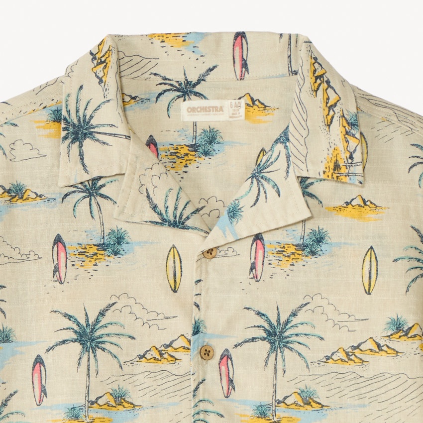 Chemise manches courtes imprimée tropicale pour garçon 