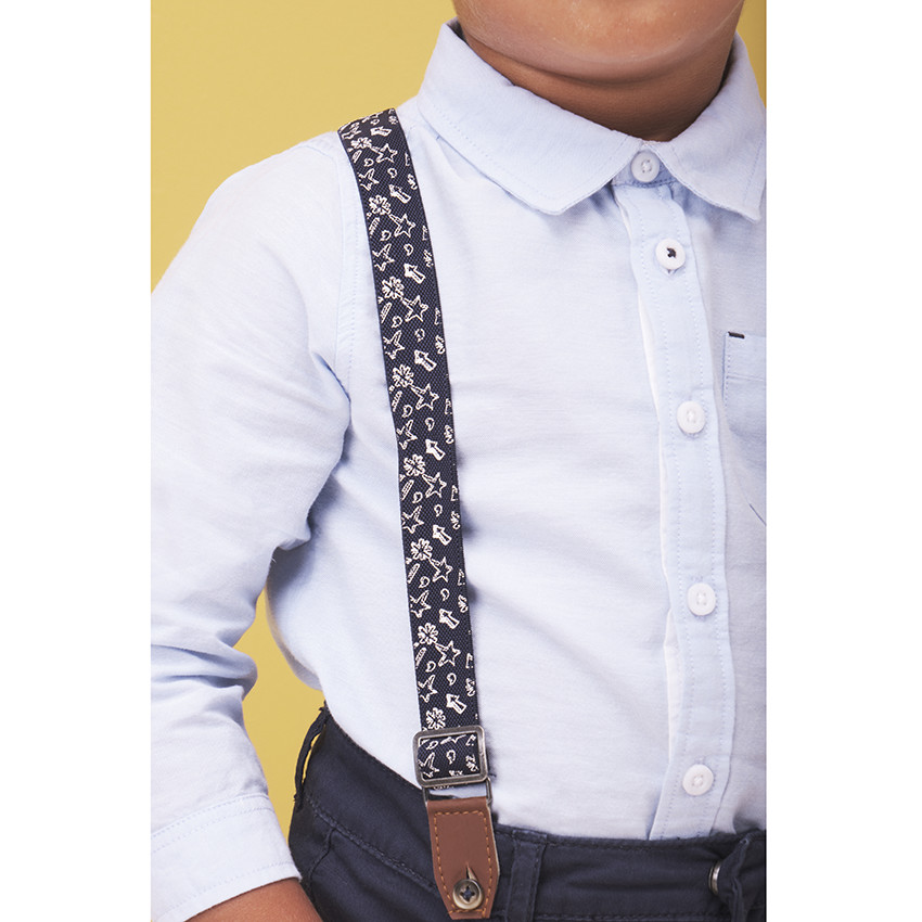 Chemise manches longues unie à poche 