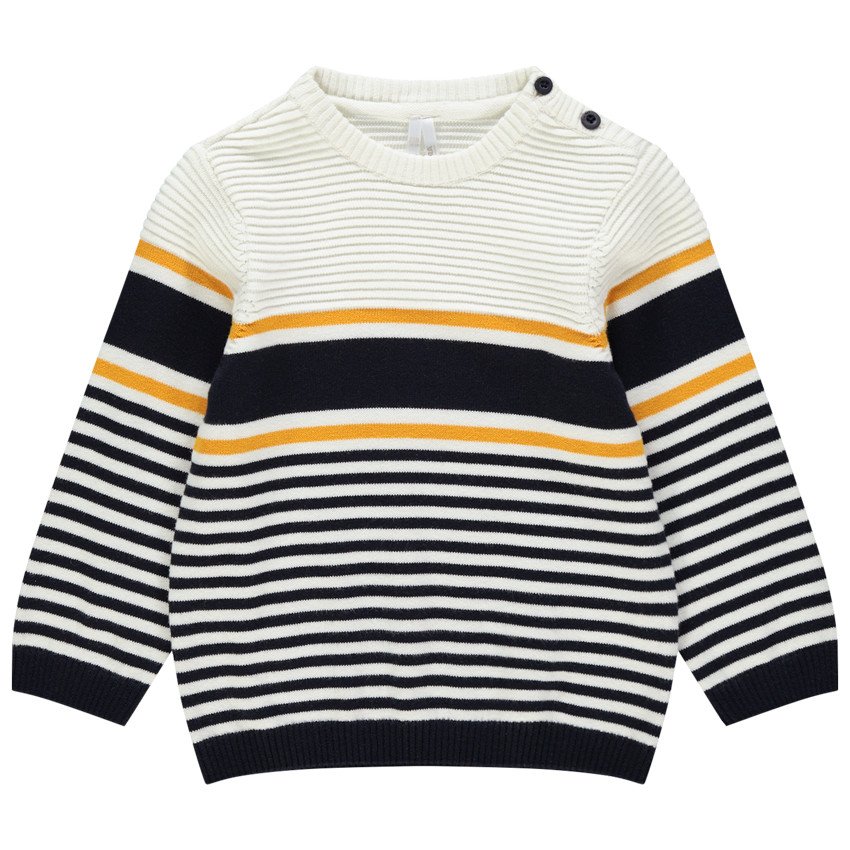 Pull en tricot à rayures et jeux de mailles 