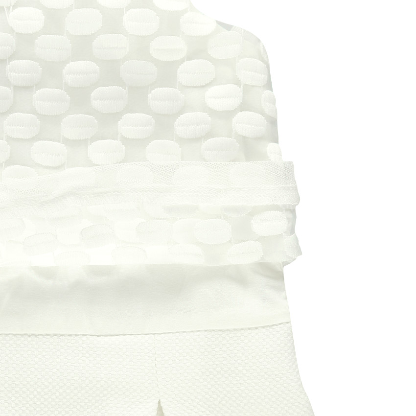 Robe sans manches en voile brodé et tissu façonné 