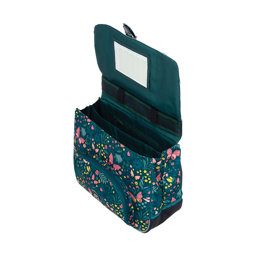 Cartable Romane vert imprimé papillon 38 cm 