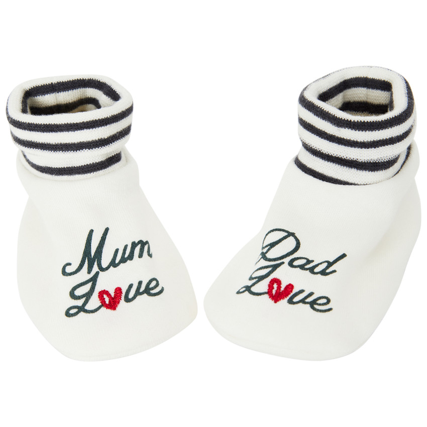 Chaussons de naissance fantaisie en interlock pour bébé