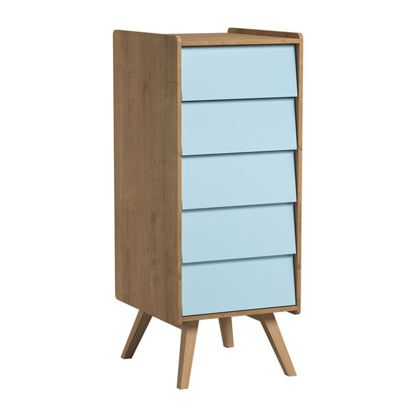 Chiffonier Vintage - Chêne / Bleu 