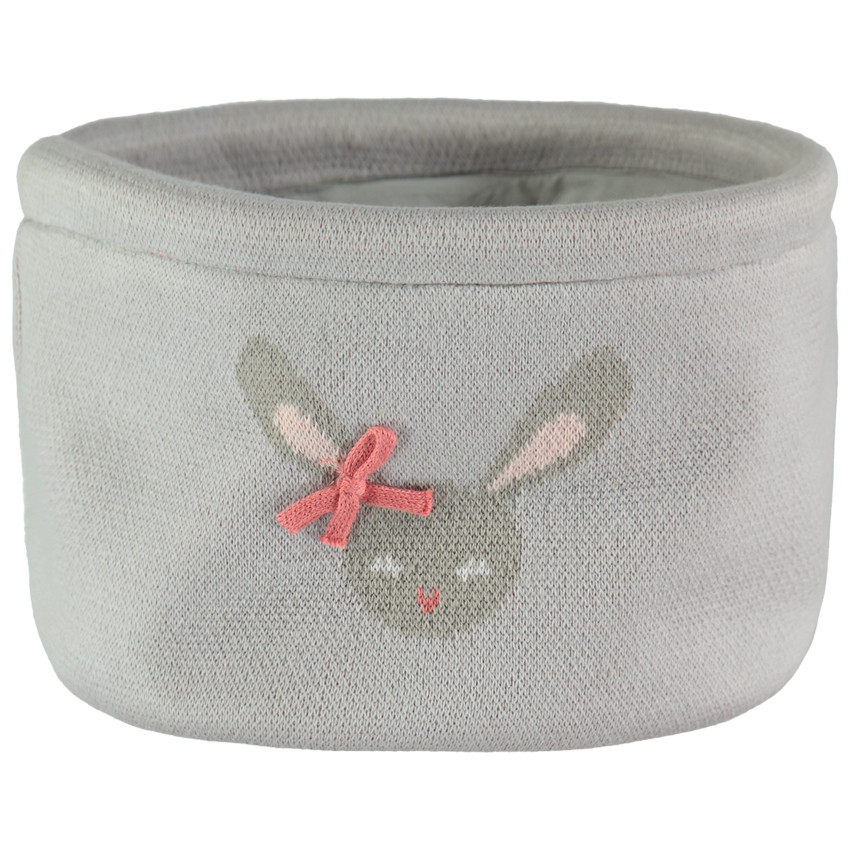 Panier de rangement en tricot motif lapin 
