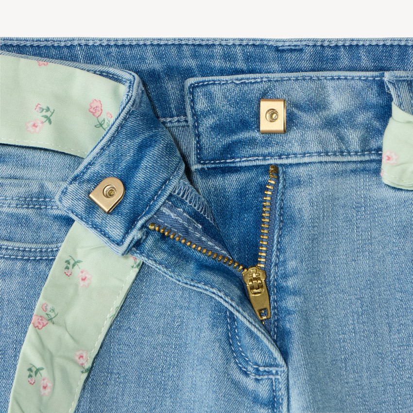 Jean slim fille avec ceinture en tissu 