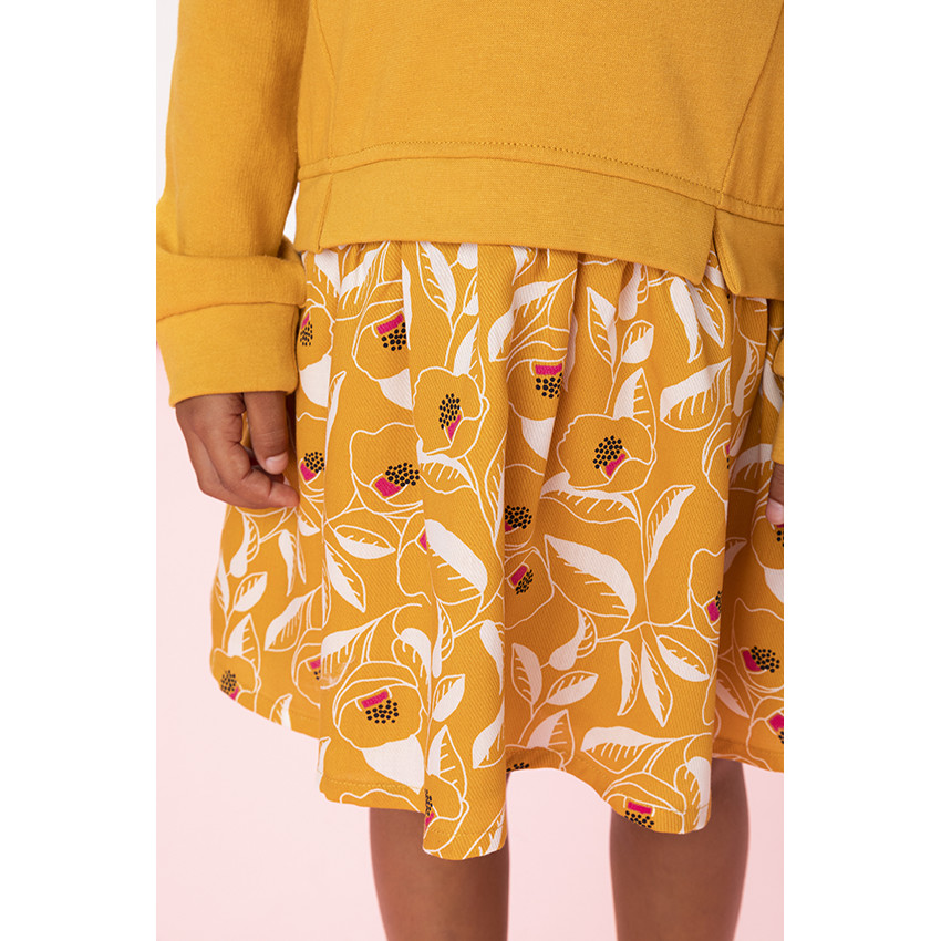 Robe manches longues bi-matière effet 2 en 1 en molleton et lyocell doublée en coton 