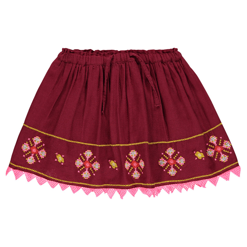 Jupe évasée brodée en voile fantaisie 