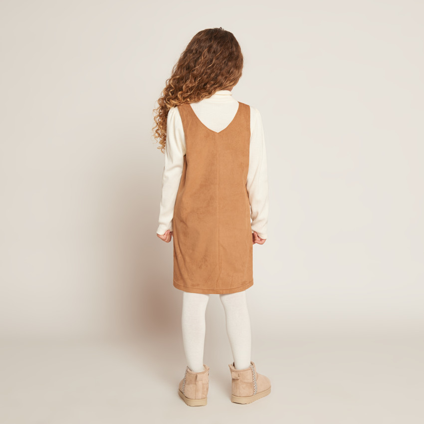 Robe sans manches doublée effet daim pour fille  