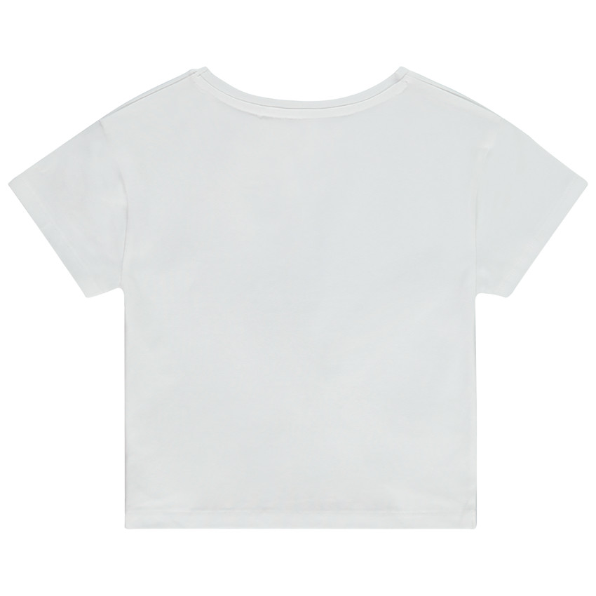 T-shirt manches courtes printé et effet noué pour fille 