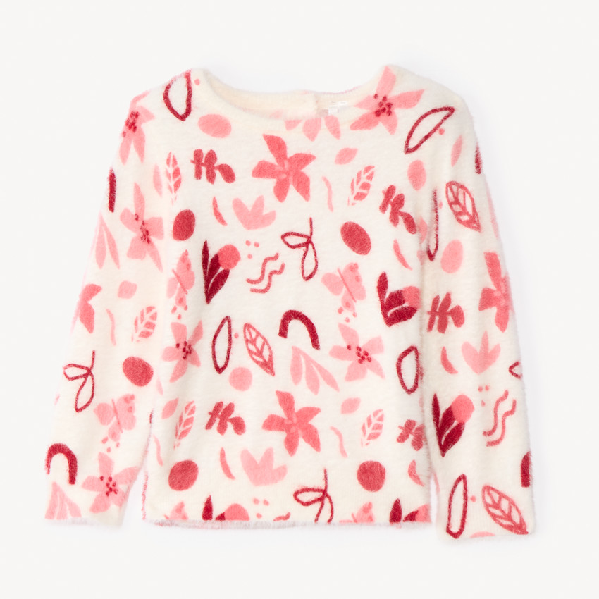 Pull manches longues pelucheux imprimé arty pour bébé fille
