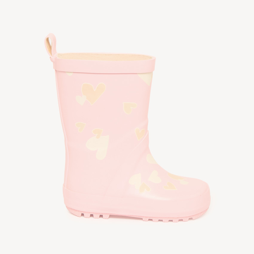 Bottes de pluie fille rose clair à motifs cœur 