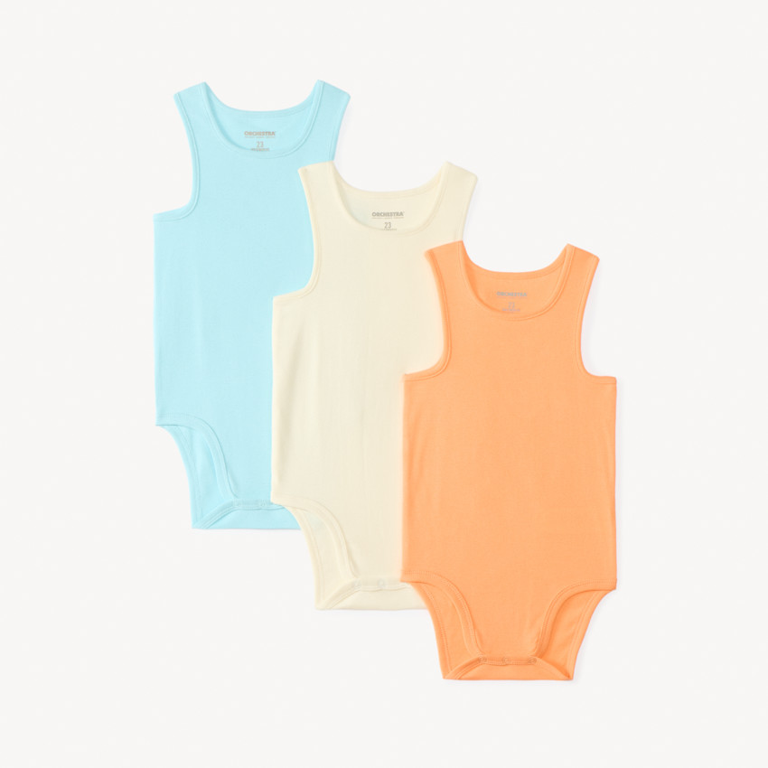 Lot de 3 bodies débardeurs uni pour bébé garçon 