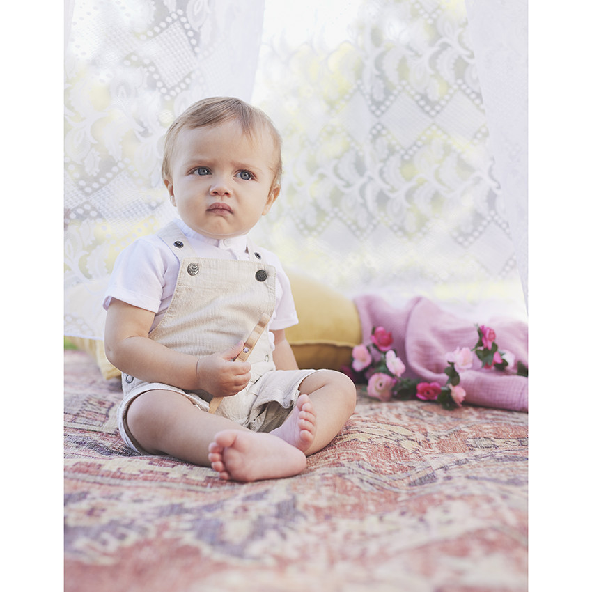 Salopette courte rayée à poches pour bébé garçon 