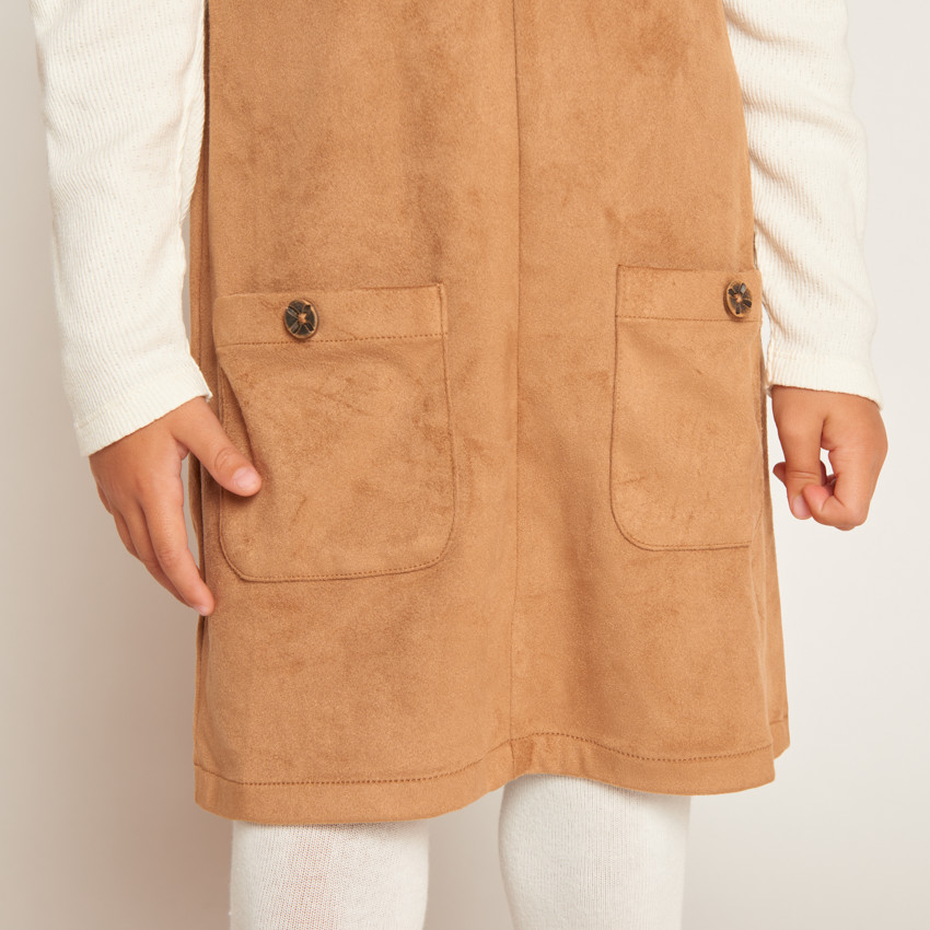 Robe sans manches doublée effet daim pour fille  