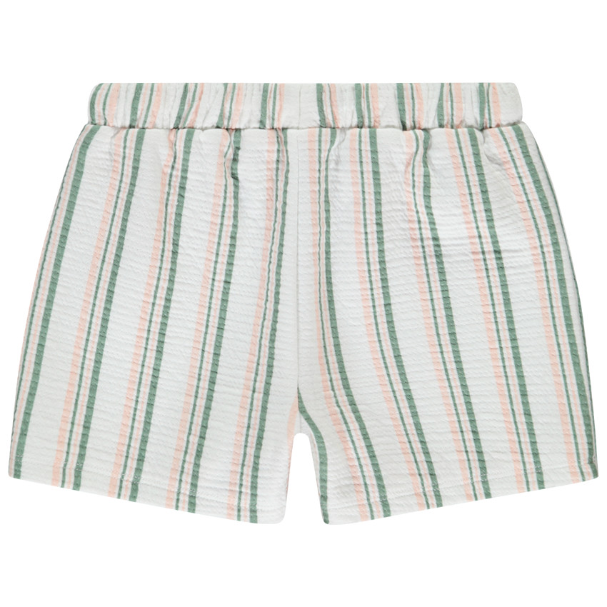 Short en maille tubique à rayures fille 