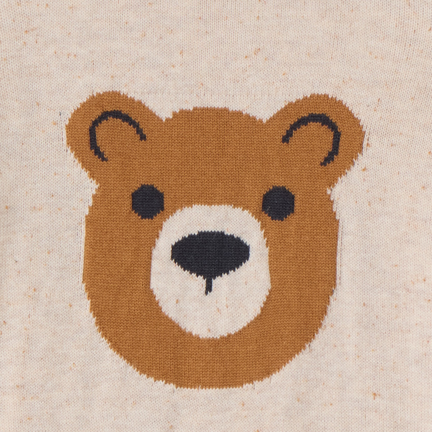 Pull manches longues en tricot avec ourson pour garçon  