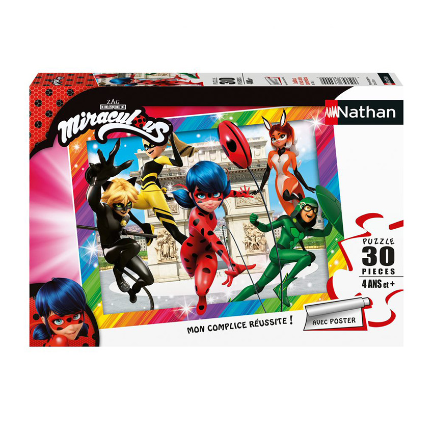 Puzzle 30 Pièces Ladybug Ses Amis Super-Héros Miraculous Nathan 