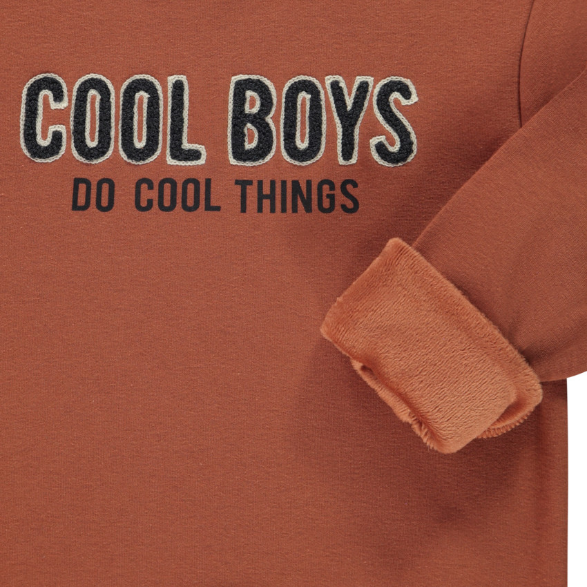 Sweat en molleton et contrecolle velours + broderie pour garçon 