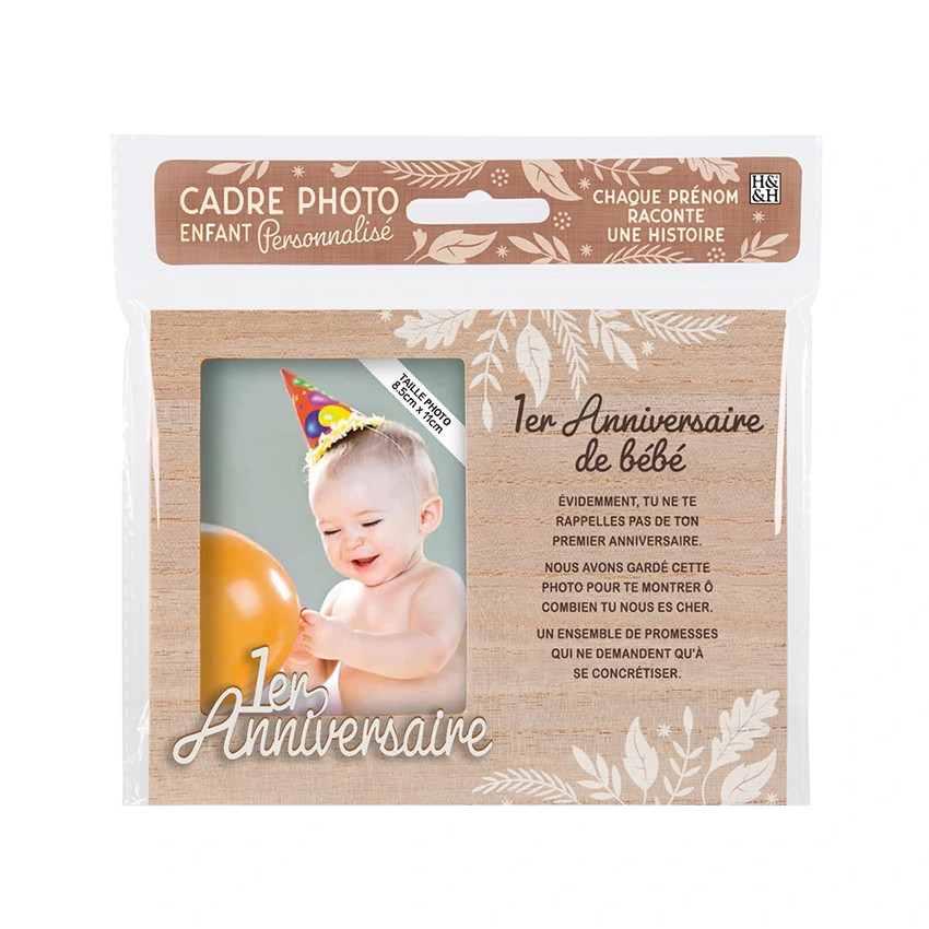 Cadre photo personnalisé 18,5 x 14,5 cm 1er anniversaire 