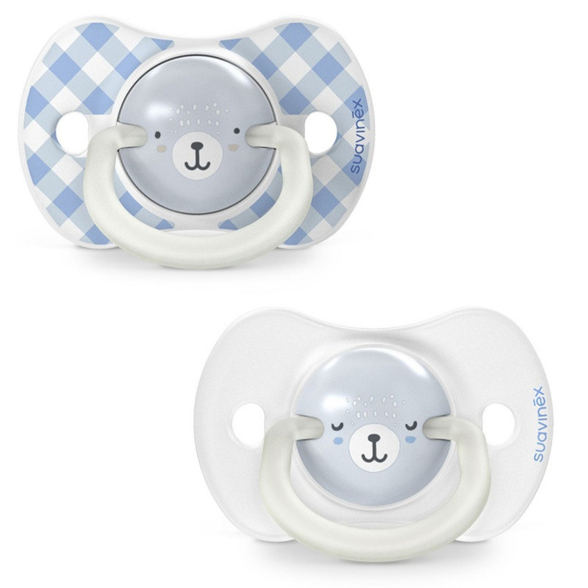 Lot de 2 sucettes 0-6m Jour & Nuit Bleu