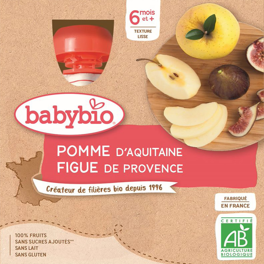 Gourde sucrée Pomme et Figue de Provence 4x90g 
