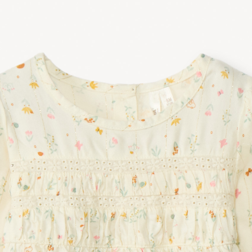 Ensemble 3 pièces avec tunique fleurie pour bébé fille 