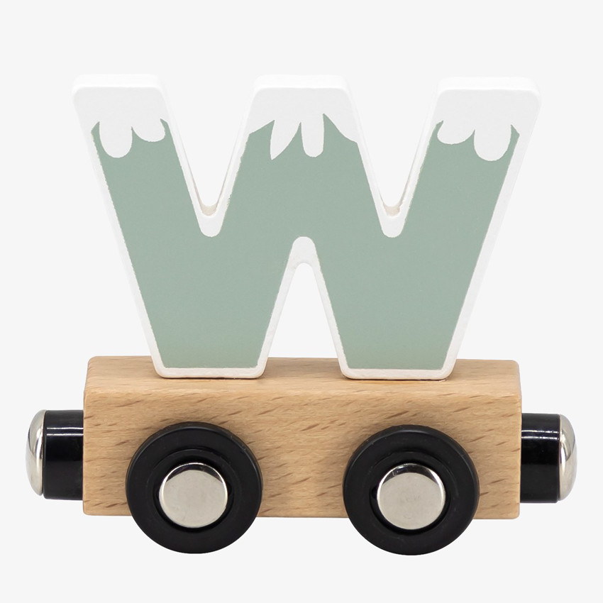 Lettre "W" en bois pour train coloré 