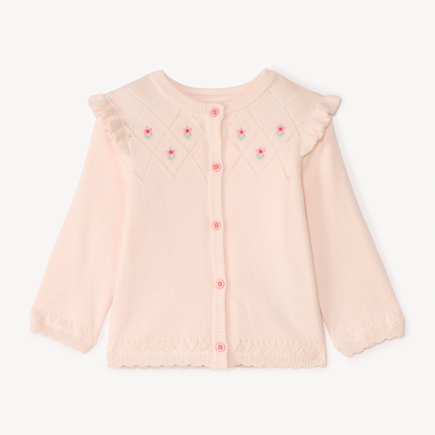 Gilet en tricot brodé fleurs pour bébé fille 