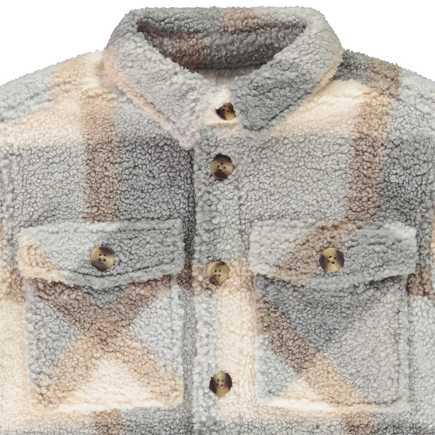 Veste esprit surchemise à carreaux en sherpa pour garçon 