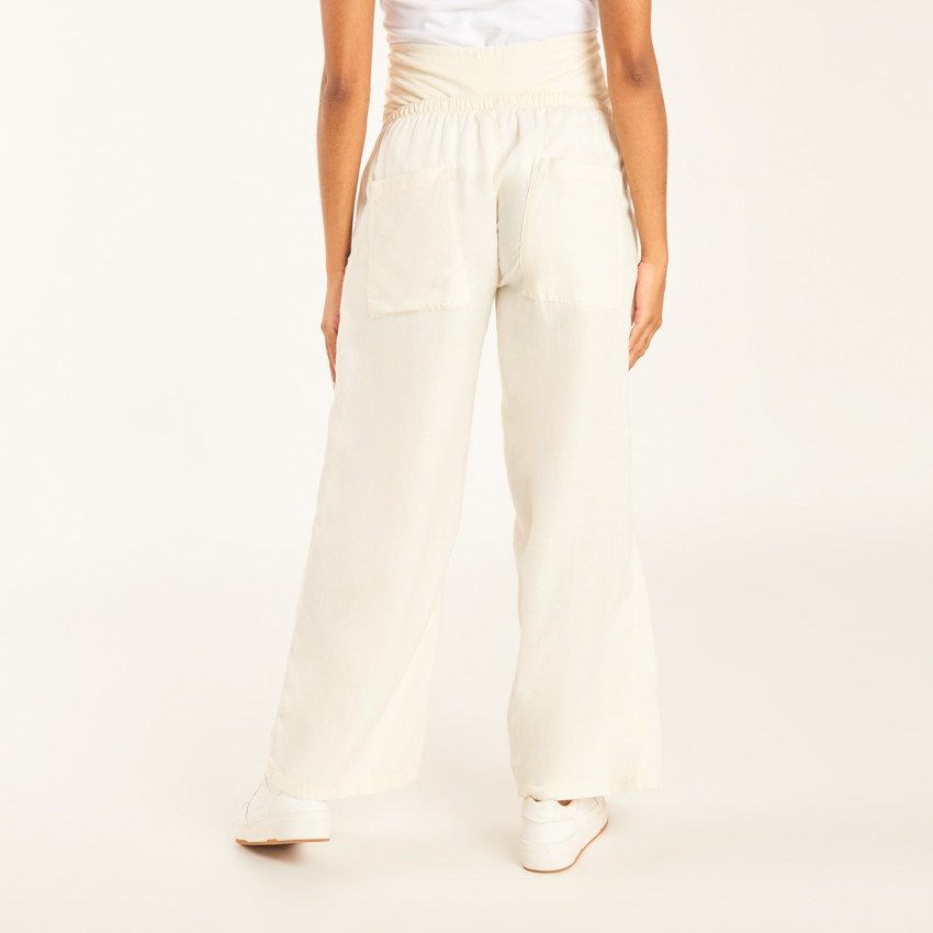 Pantalon large en toile avec bandeau de grossesse haut 